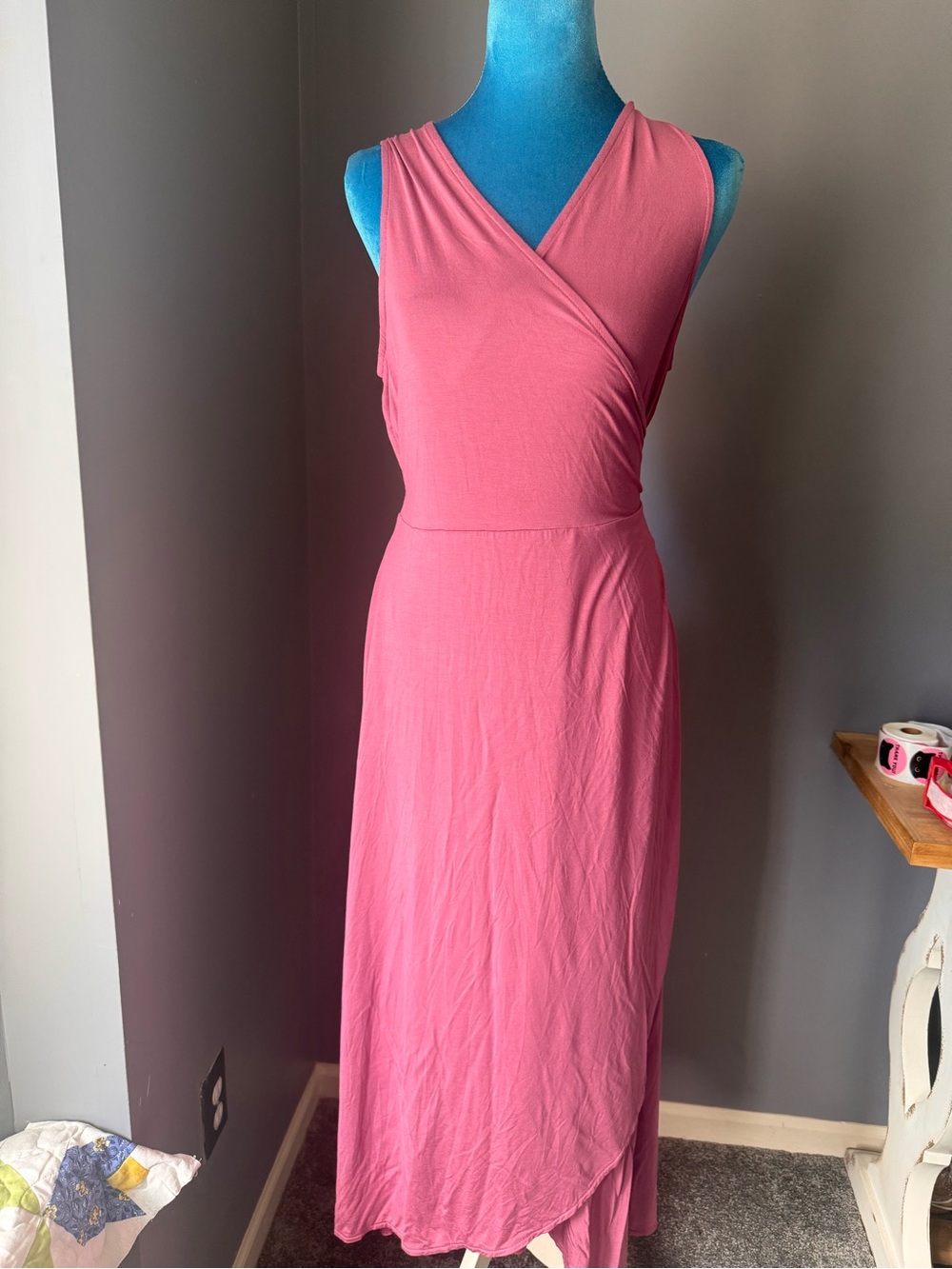 GAP Sleeveless Coral-Pink Wrap Maxi Dress